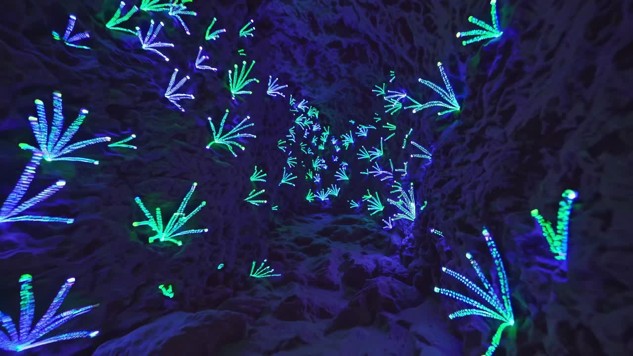 동굴에서 추상적인 빛의 터널