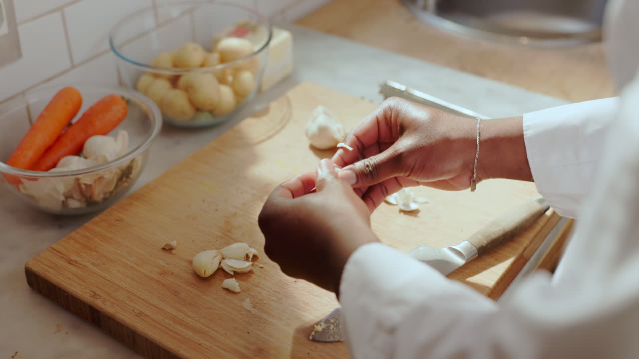 Peeling Garlic for Cooking