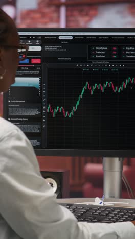 vertical video day trader using pc to sell stocks, aiming to capitalize on market trends