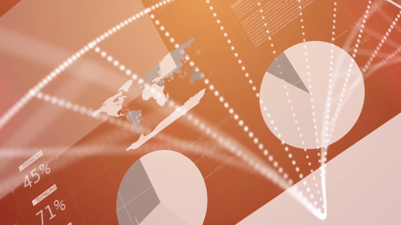 데이터 처리 및 dna 가닥의 애니메이션이 빨간색 배경에 있습니다.