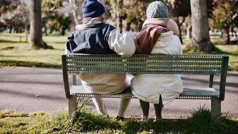 Back,-bench-and-a-senior-couple-in-the-park