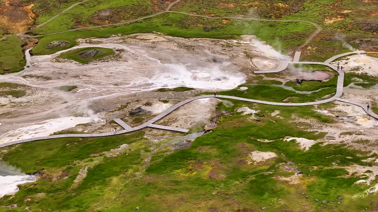 Hveravellir Geothermal Field, Popular Attraction for Tourists in Iceland. - aerial shot