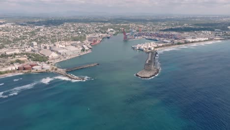 aerial view of puerto rio haina in carretera sánchez, santo domingo oeste in dominican republic