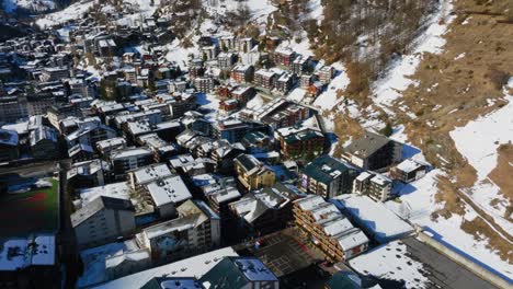 aerial view on zermatt valley and matterhorn peak in the morning