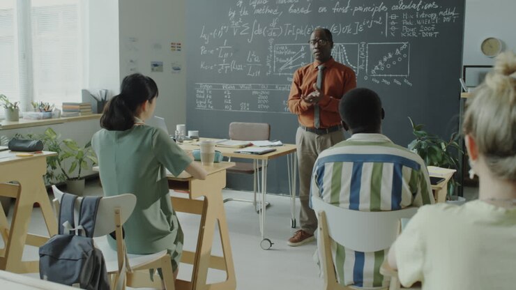 Professor Lecturing to Students in a Classroom