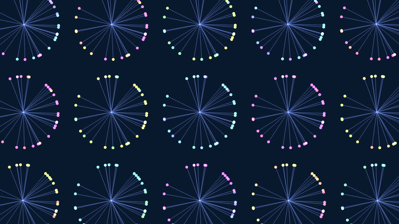 patrón simétrico de líneas y puntos sobre un fondo oscuro
