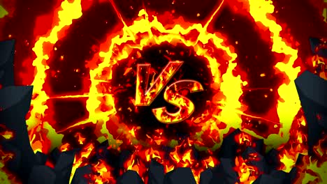 cartoon fire animation. flame loop background. competition. battle game. versus icon. vs icon.