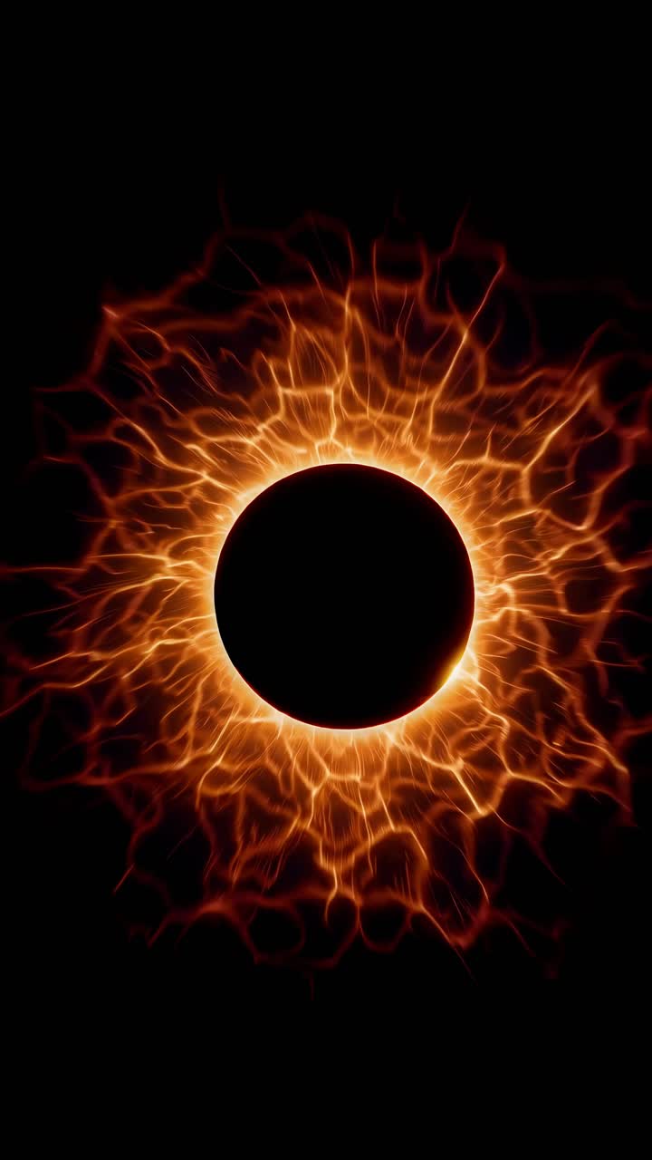 Aerial view of a glowing, electric eye-like design with vibrant, radiating energy