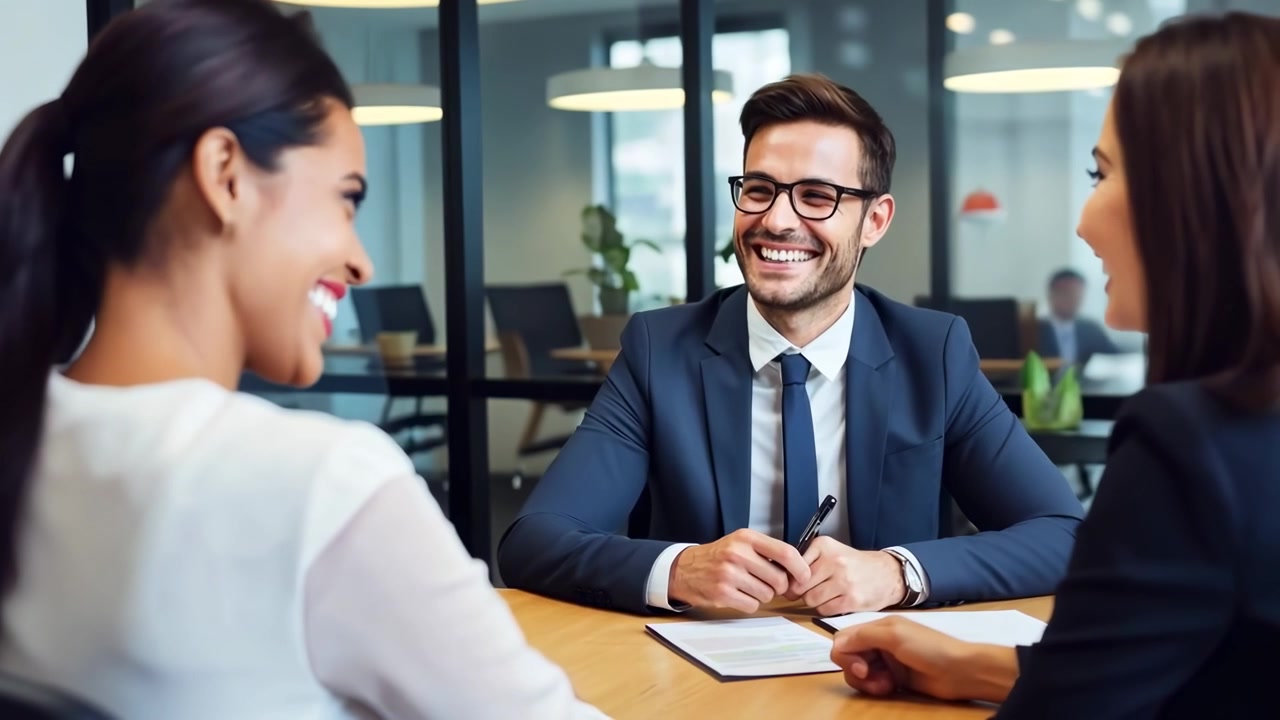 Riunione di lavoro professionale con team eterogeneo in ufficio moderno