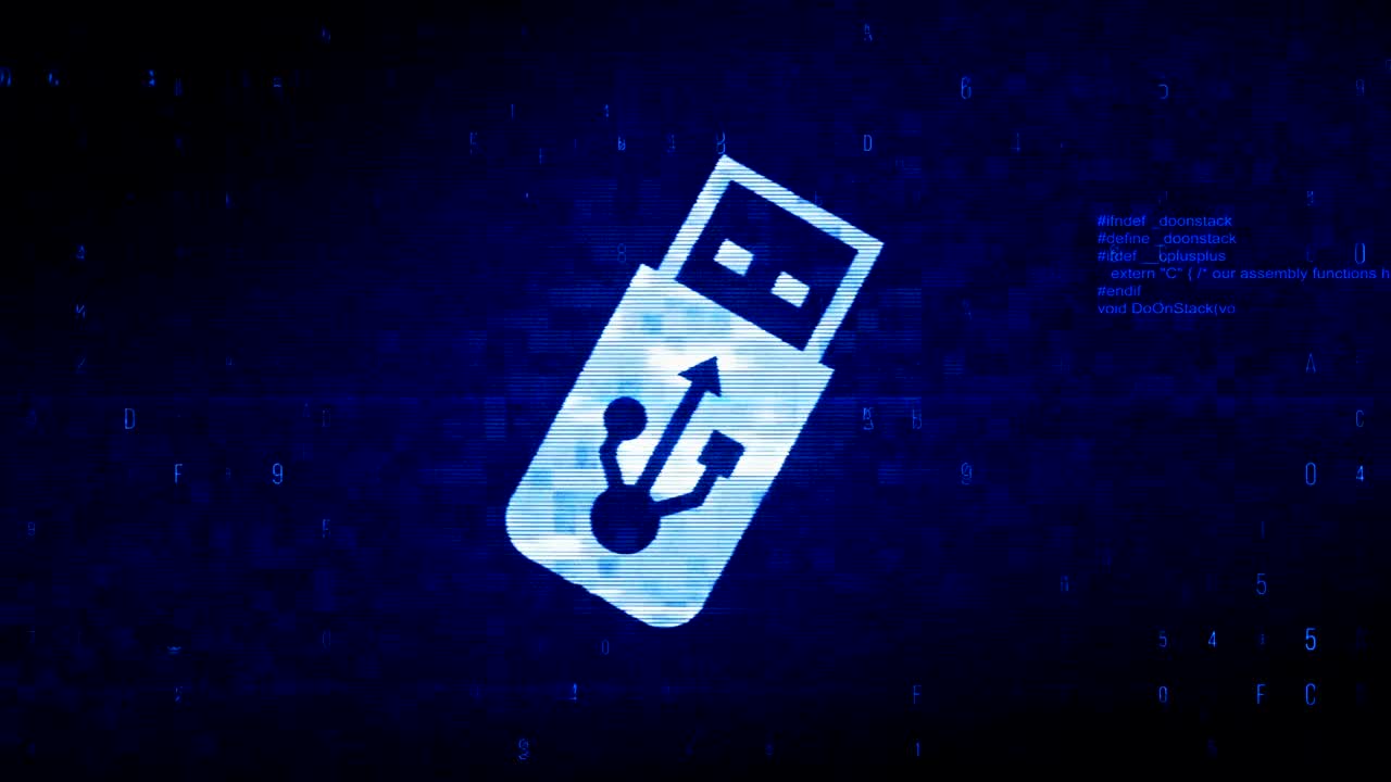 usb 플래시 드라이브 기호 디지털 픽셀 노이즈 오류 애니메이션