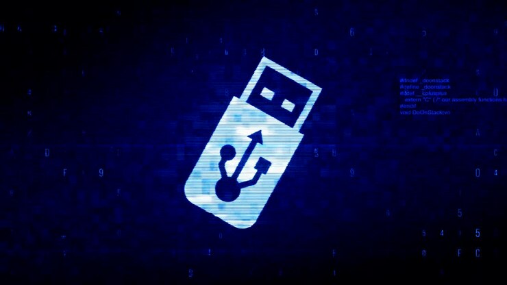 USB Flash Drive Symbol Digital Pixel Noise Error Animation.