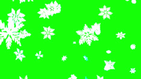 copos de nieve cayendo sobre un fondo verde