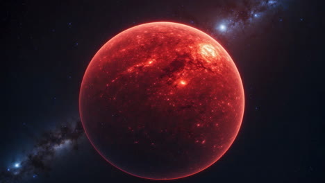 a red planet in a starry galaxy
