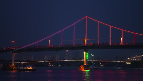 night view of the dnieper river.