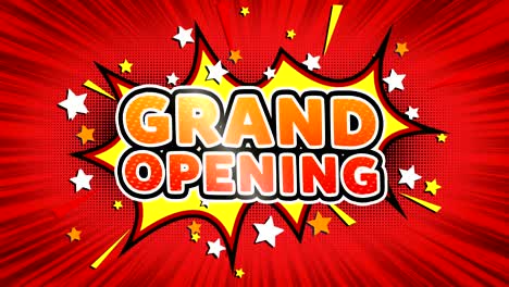 grand opening word retro cartoon comic bubbles seamless loop