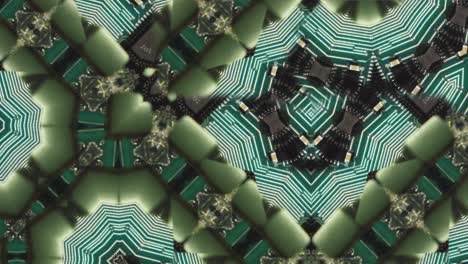 rotational green black lined gradient kaleidoscope effect on circuit board