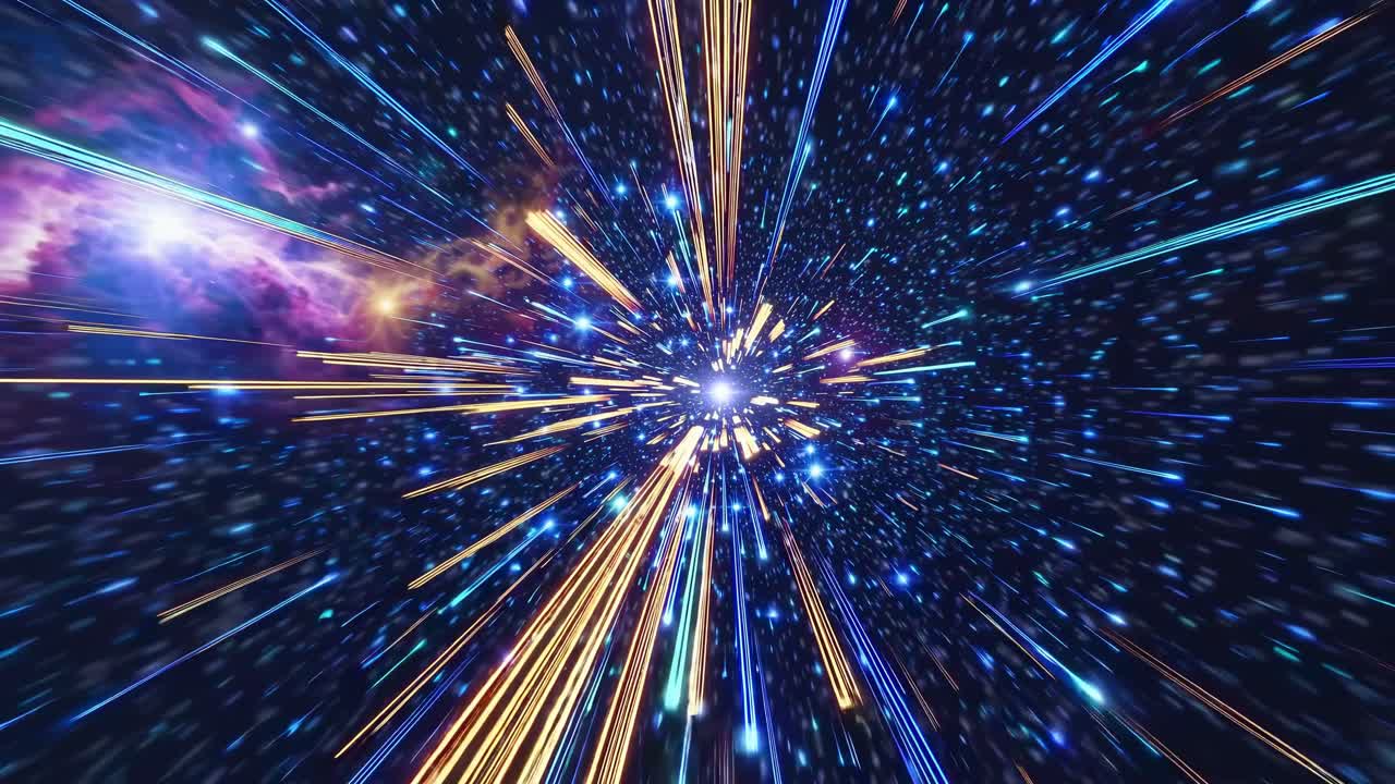 Dynamic video concept of a cosmic warp speed effect