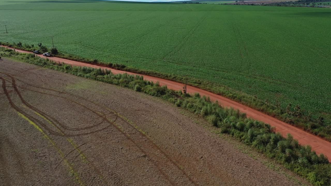 A huge commercial farm where there once was the Brazilian savannah on the edge of the rainforest - aerial pull back