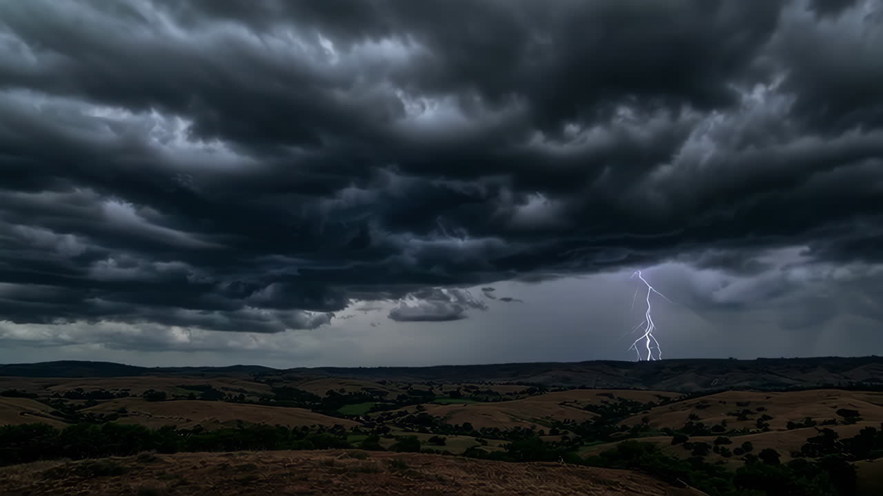 Stormy Landscape with Lightning Strikes