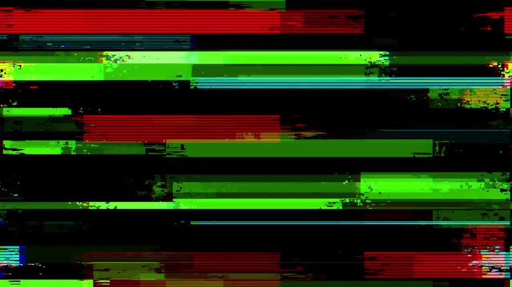 Abstract Digital Glitch Noise with Flickering Horizontal Lines