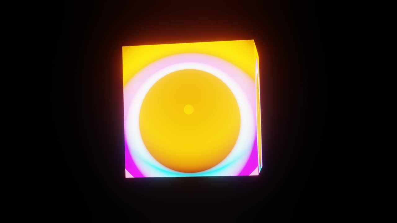 어두운 배경에 추상적인 회전하는 큐브