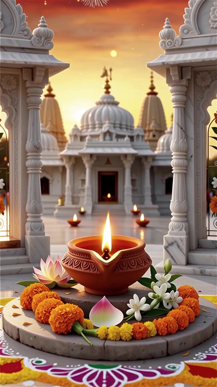 Sfondo del Festival Diwali con lanterne e decorazioni tradizionali Diyas.