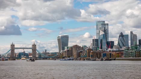 time lapse day view to the modern cityscape of london on a sunny day