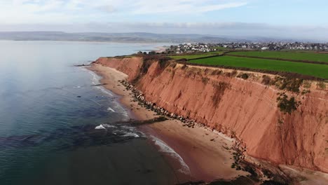 vista aérea de la costa del acantilado de orcombe en un día soleado en exmouth