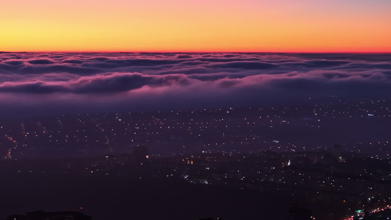 Aerial drone view of Chisinau, Moldova at sunset