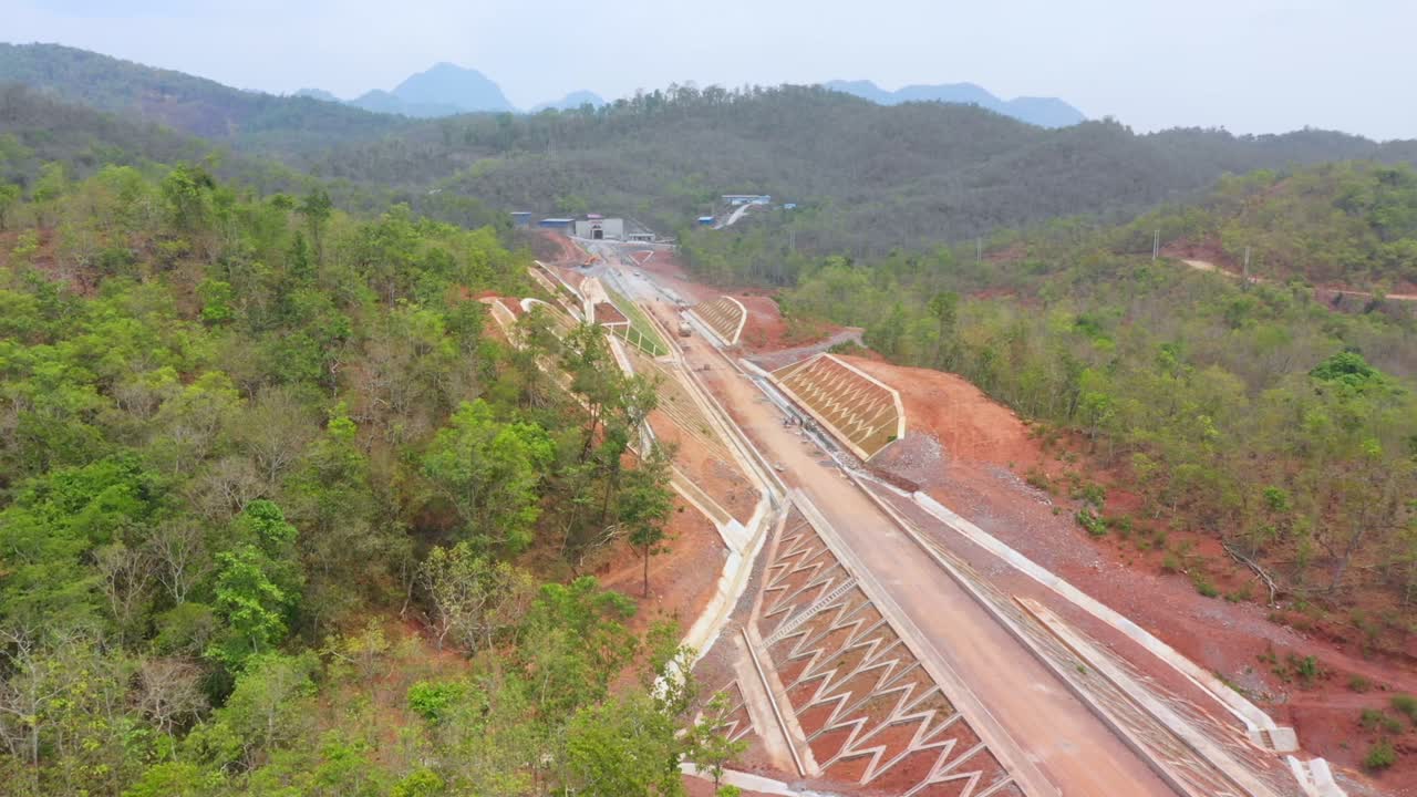 Mountain Road Construction with Tunnel