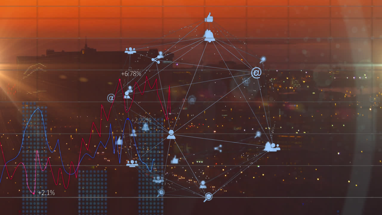 Animation of data processing over landscape