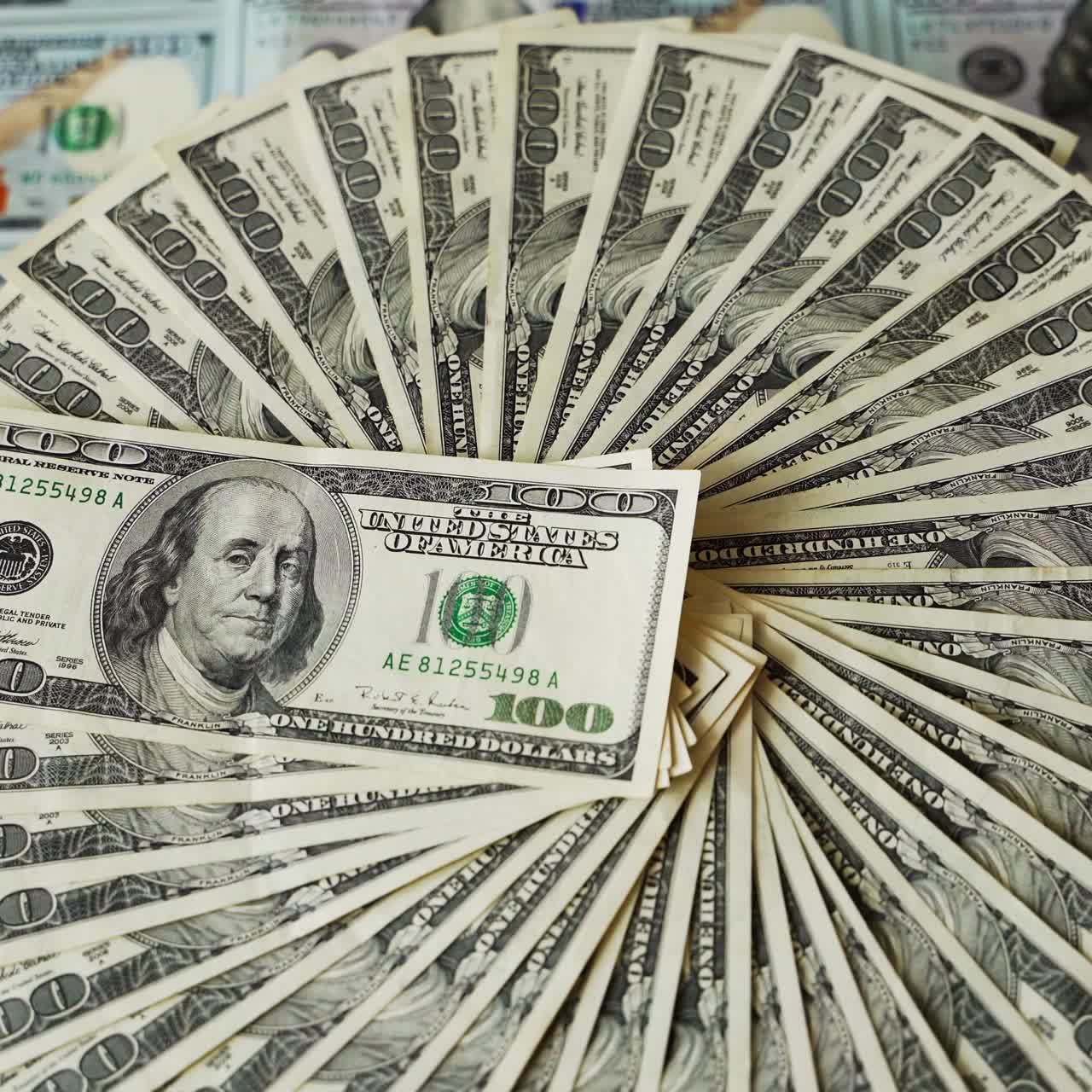 Fan of US Hundred Dollar Bills