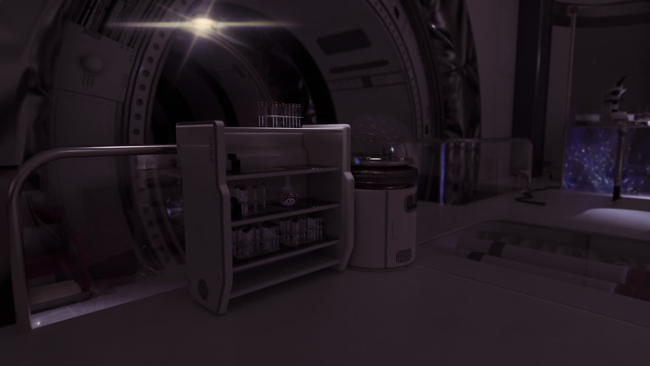Futuristic laboratory interior with sleek design and advanced technology