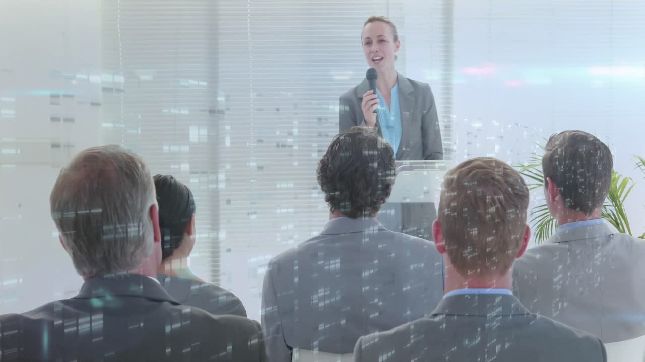 사무실에 있는 백인 사업가들에 대한 조명 스 ⁇ 의 애니메이션