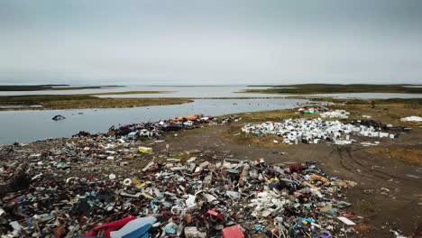aerial view of the infamous landfill in tuktoyaktuk