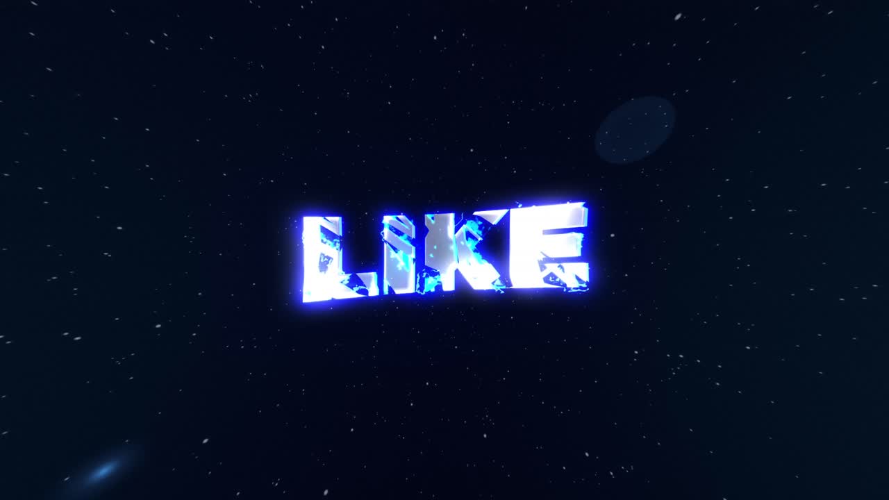 Animated Metallic 'Like' Text Reveal with Blue Lightning