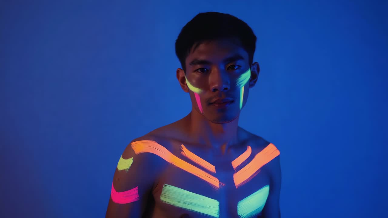 Man with Neon Body Paint Portrait
