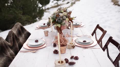 romantic wedding table in the middle of the mountain