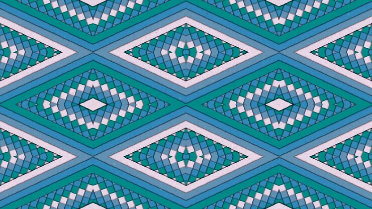 Sfondo in loop continuo con forme caleidoscopiche, strisce e rombi colorati