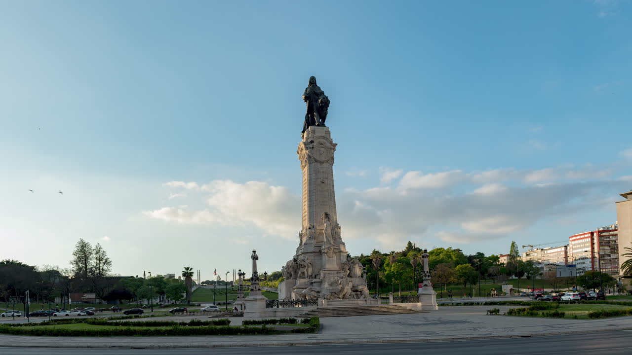 таймлапс в центре лиссабона, маркиз де помбал