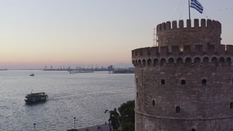 Aerial---White-Tower-of-Thessaloniki-and-the-Greek