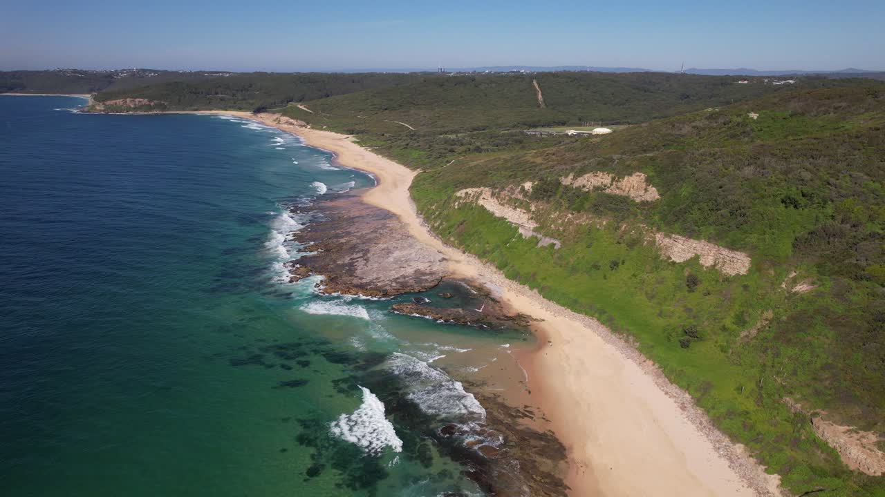 Merewether Lookout And Glenrock Beach In NSW, Australia - Drone Shot