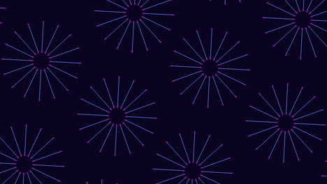 Vibrant Fireworks Display With Sunbursts On Dark Background