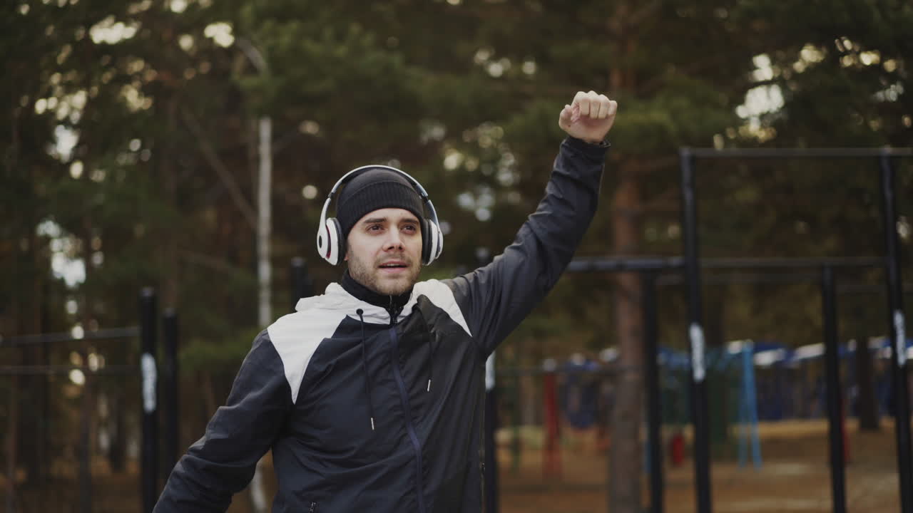 Man working out in a park