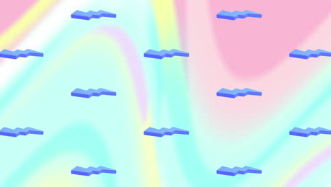 animación de iconos de relámpago azul repetidos sobre un fondo de colores