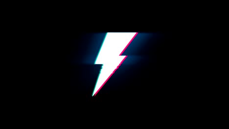 energy flash symbol on glitch retro vintage animation.