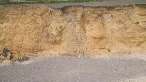 Camera-movement-on-the-beautiful-cliffs-of-Pakefield-Beach-in-Lowestoft,-UK