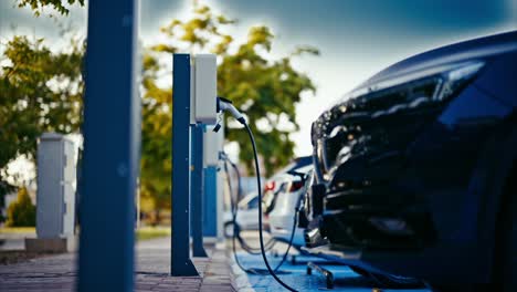 electric cars recharging at the charging station