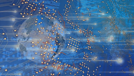 animación del procesamiento de datos en todo el mundo