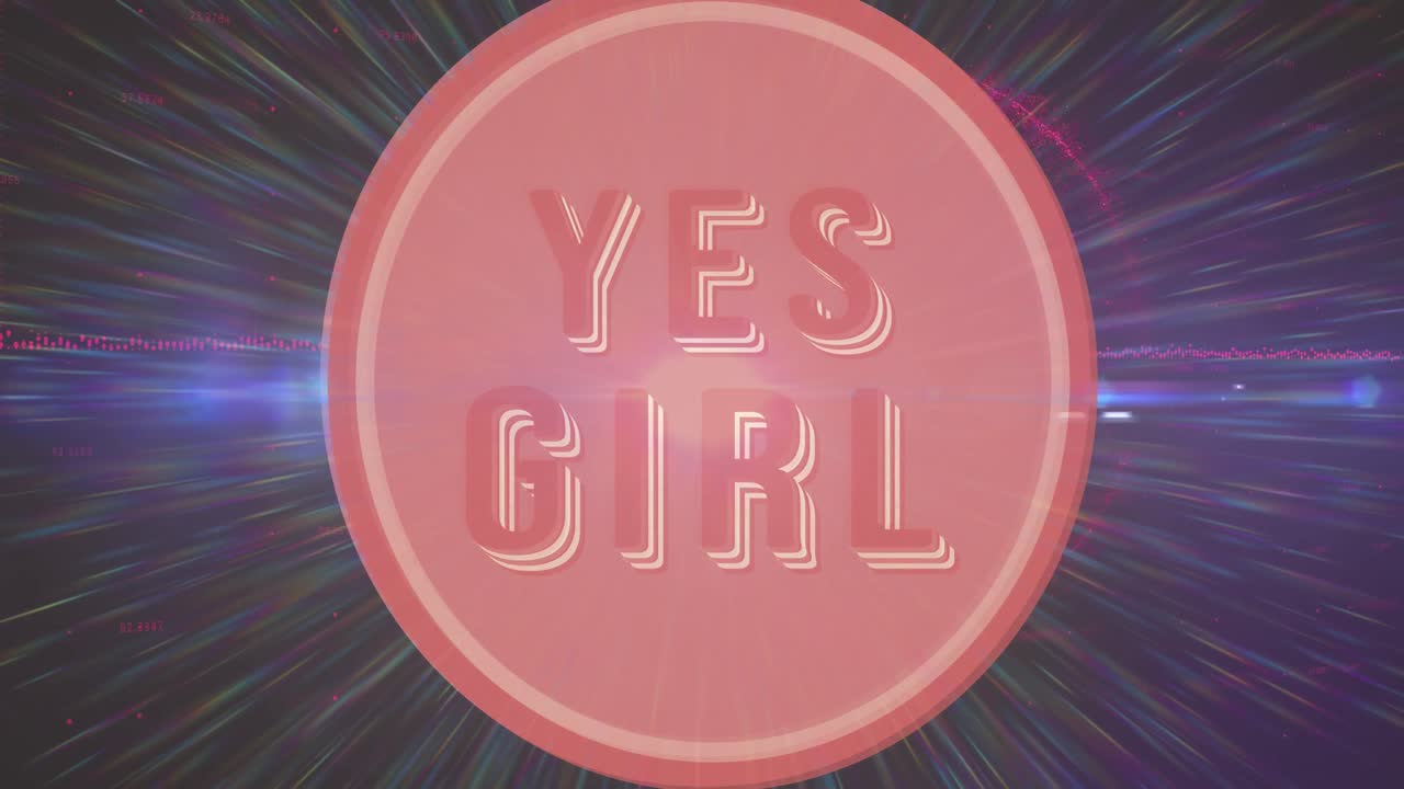 추상적인 배경 위에 조명 된 빛 으로 복아 원에 예 소녀 텍스트의 애니메이션